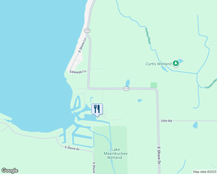 map of restaurants, bars, coffee shops, grocery stores, and more near 19606 Indiana 117 in Culver