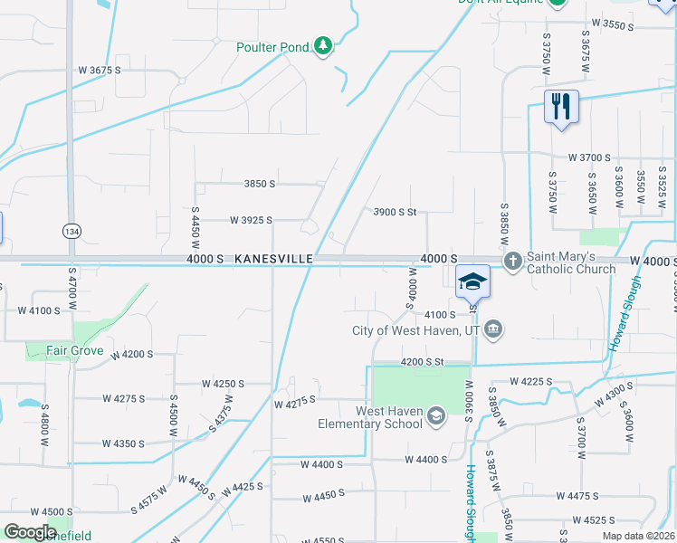 map of restaurants, bars, coffee shops, grocery stores, and more near 4157 West 4000 South in West Haven