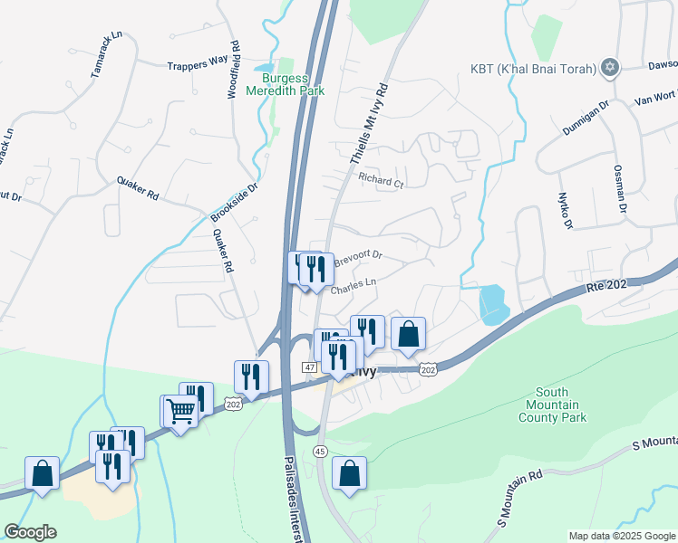 map of restaurants, bars, coffee shops, grocery stores, and more near 3 Charles Lane in Pomona