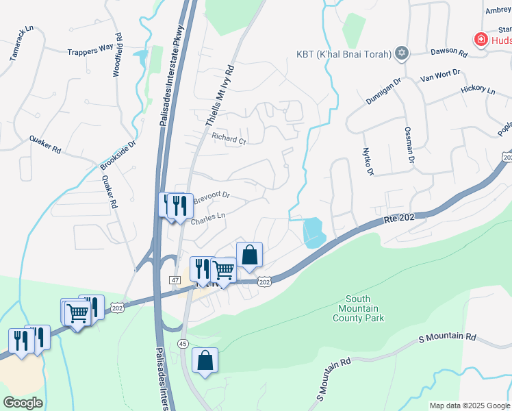 map of restaurants, bars, coffee shops, grocery stores, and more near 18 Charles Lane in Pomona