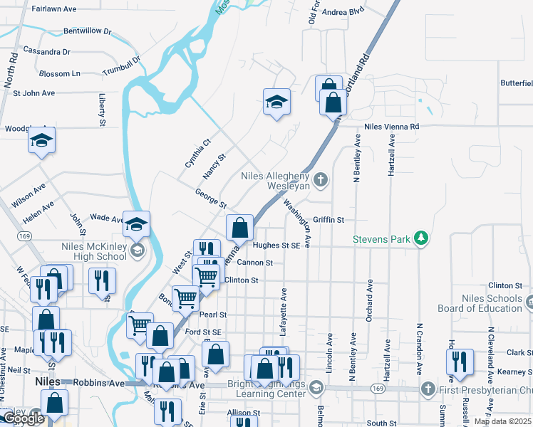 map of restaurants, bars, coffee shops, grocery stores, and more near 811 Vienna Avenue in Niles