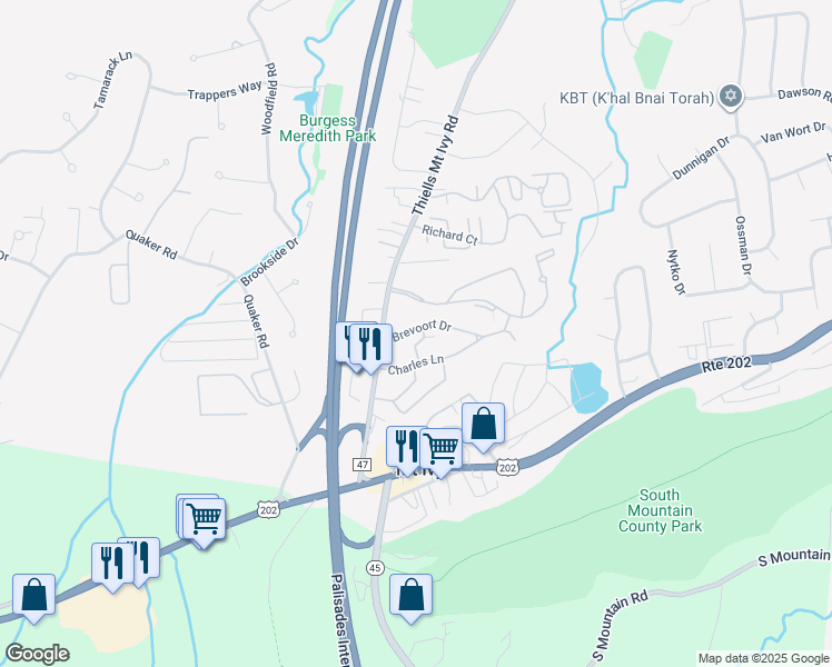 map of restaurants, bars, coffee shops, grocery stores, and more near 3 Charles Lane in Pomona