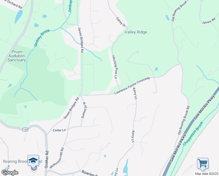 map of restaurants, bars, coffee shops, grocery stores, and more near 23 Lawrence Farms Crossway in Chappaqua