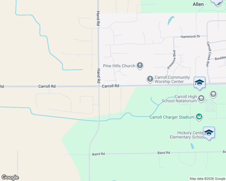 map of restaurants, bars, coffee shops, grocery stores, and more near 4890-4998 Carroll Road in Fort Wayne