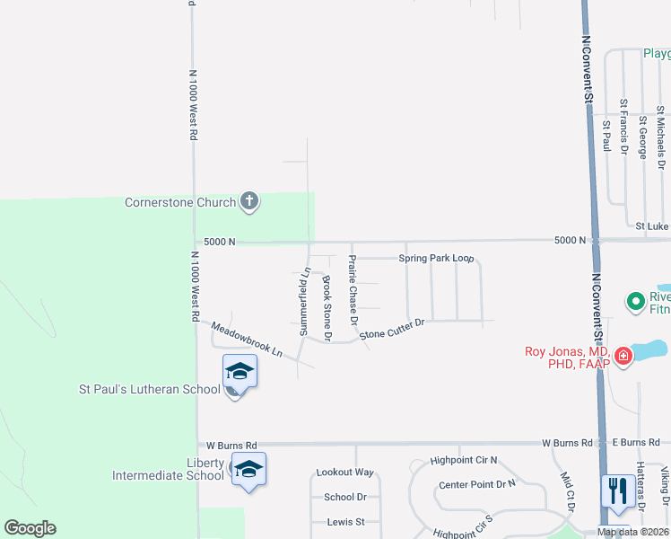 map of restaurants, bars, coffee shops, grocery stores, and more near 2295 Prairie Chase Drive in Bourbonnais