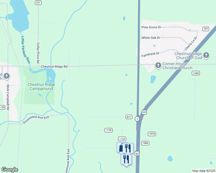 map of restaurants, bars, coffee shops, grocery stores, and more near 6820 Chestnut-Ridge Road in Hubbard