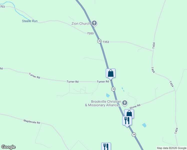 map of restaurants, bars, coffee shops, grocery stores, and more near 37 Sweitzer Road in Brookville