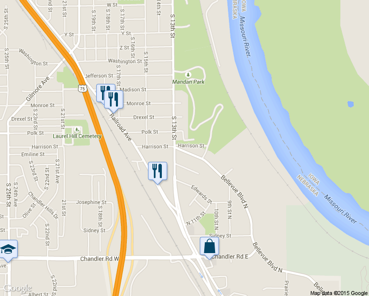 map of restaurants, bars, coffee shops, grocery stores, and more near 1209 Polk Street in Omaha