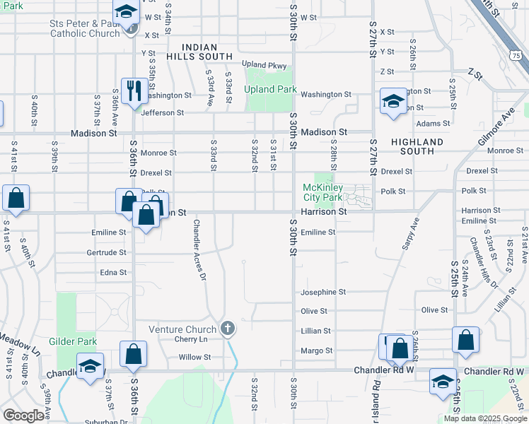 map of restaurants, bars, coffee shops, grocery stores, and more near 6808 South 31st Street in Omaha