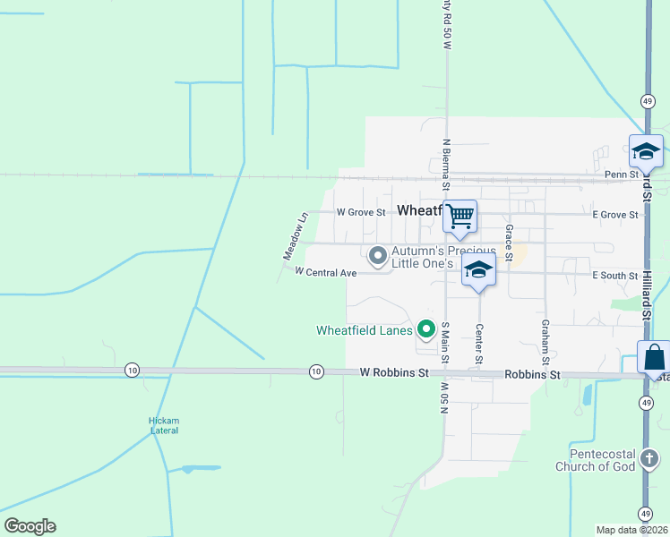 map of restaurants, bars, coffee shops, grocery stores, and more near 337 High Street in Wheatfield