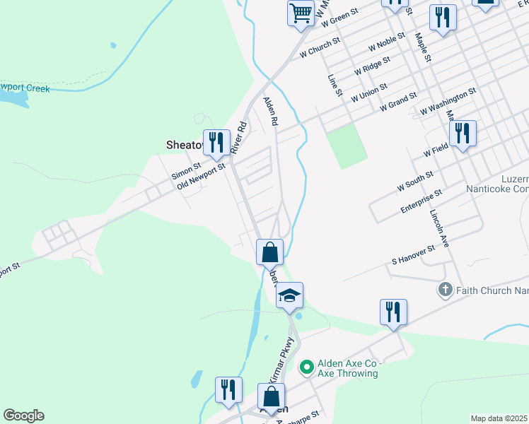 map of restaurants, bars, coffee shops, grocery stores, and more near 191 Robert St in Nanticoke