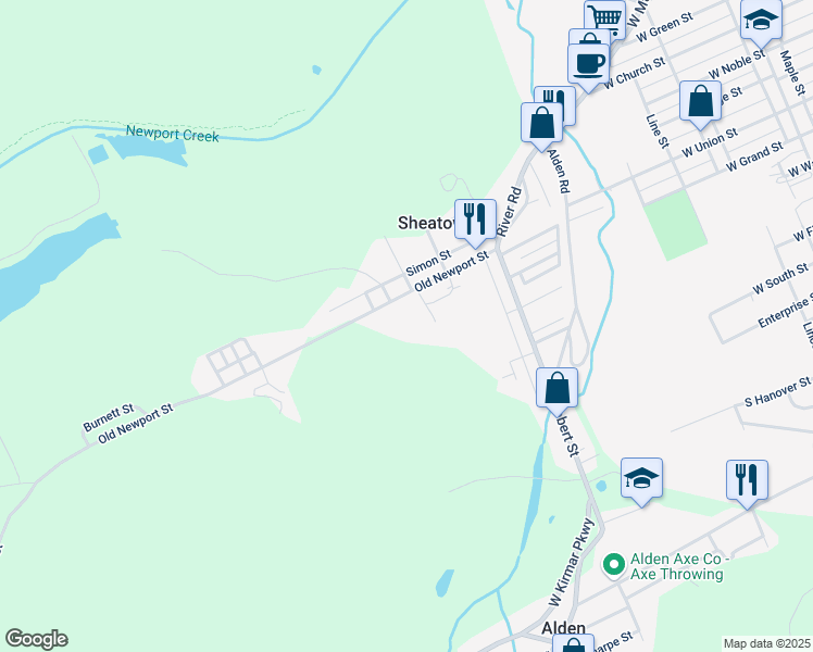 map of restaurants, bars, coffee shops, grocery stores, and more near 151-159 Old Newport St in Nanticoke