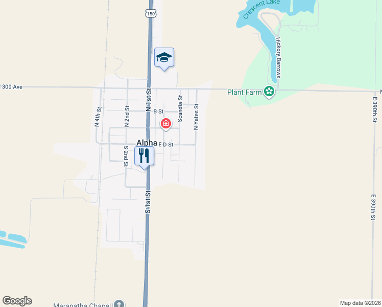 map of restaurants, bars, coffee shops, grocery stores, and more near 306 East D Street in Alpha