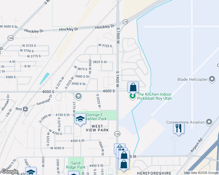 map of restaurants, bars, coffee shops, grocery stores, and more near 3980 South 1950 West in Roy