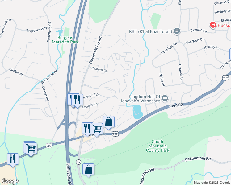 map of restaurants, bars, coffee shops, grocery stores, and more near 250 Country Club Lane in Pomona