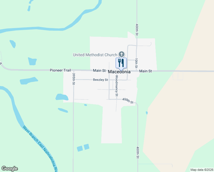 map of restaurants, bars, coffee shops, grocery stores, and more near 208 Dye Street in Macedonia