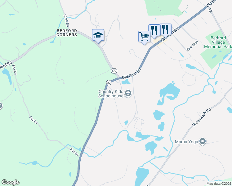 map of restaurants, bars, coffee shops, grocery stores, and more near 18 Gordon Avenue in Bedford