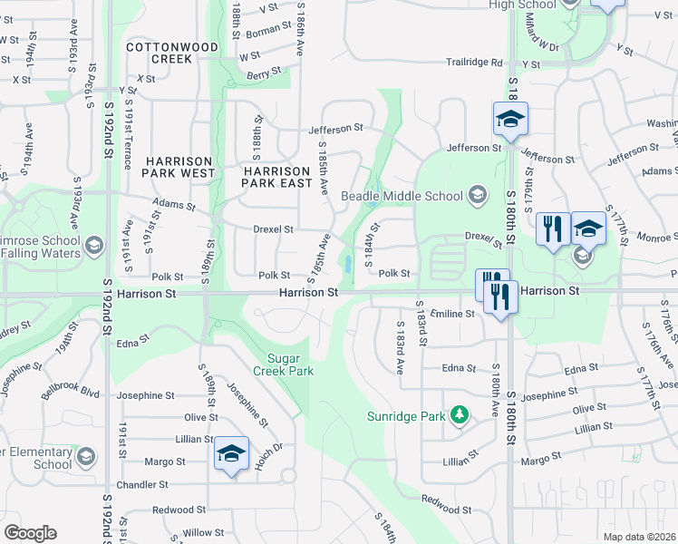 map of restaurants, bars, coffee shops, grocery stores, and more near 18548 Polk Circle in Omaha