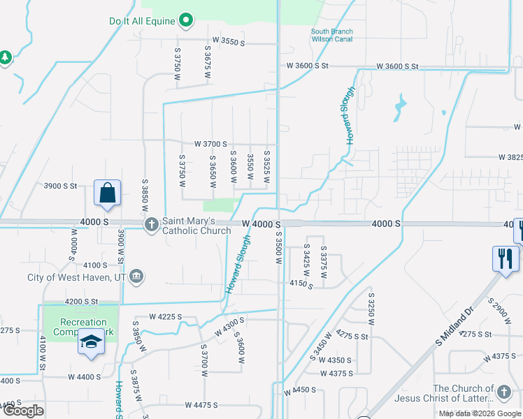 map of restaurants, bars, coffee shops, grocery stores, and more near 3507 West 4000 South in West Haven