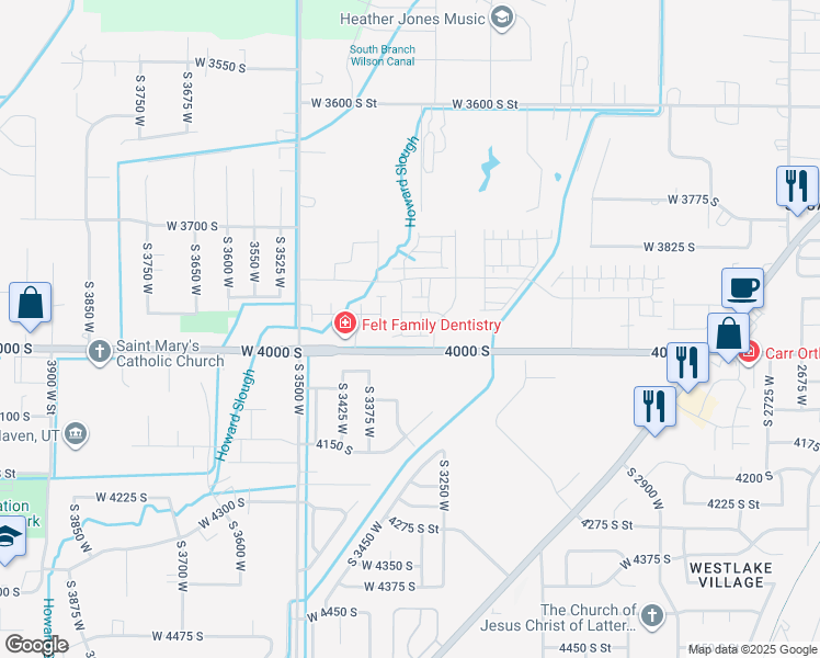 map of restaurants, bars, coffee shops, grocery stores, and more near 3330 West 4000 South in West Haven