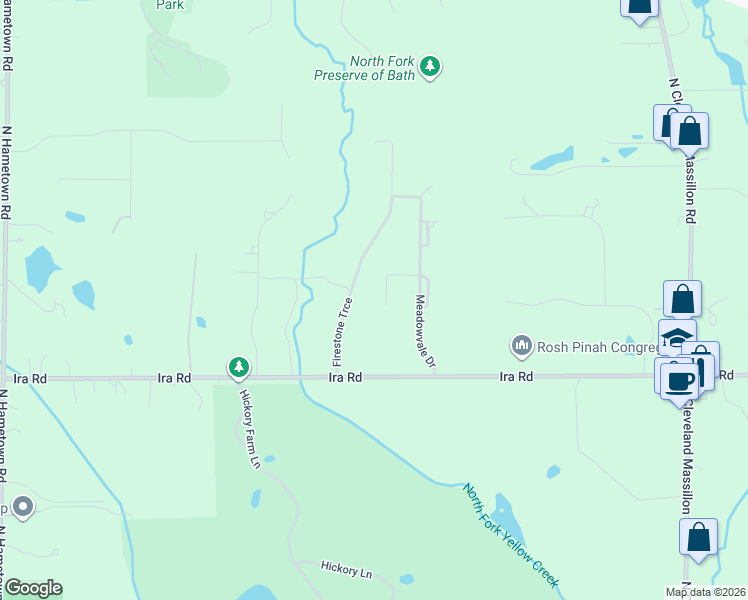 map of restaurants, bars, coffee shops, grocery stores, and more near 4025 Meadowvale Court in Akron