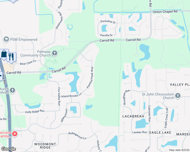 map of restaurants, bars, coffee shops, grocery stores, and more near Interbay Way in Allen