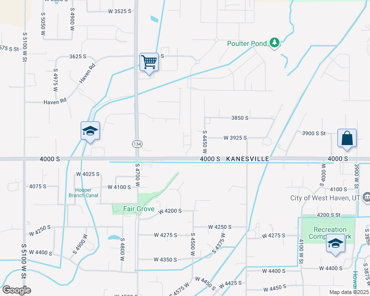 map of restaurants, bars, coffee shops, grocery stores, and more near 4521 West 3950 South in West Haven