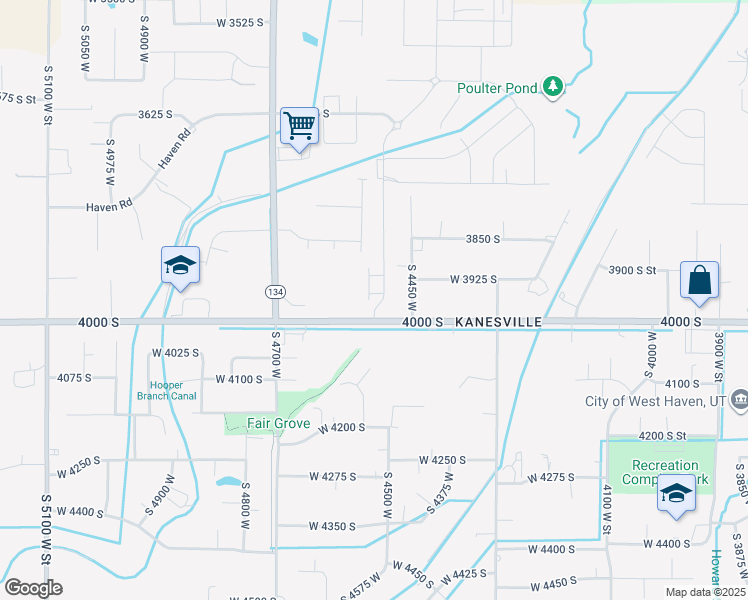 map of restaurants, bars, coffee shops, grocery stores, and more near 4521 West 3950 South in West Haven