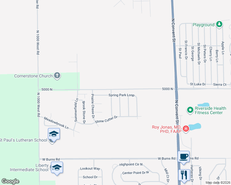 map of restaurants, bars, coffee shops, grocery stores, and more near 501 Spring Park Loop in Bourbonnais