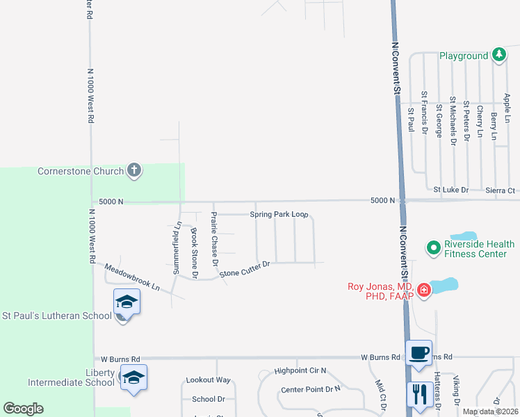 map of restaurants, bars, coffee shops, grocery stores, and more near 501 Spring Park Loop in Bourbonnais