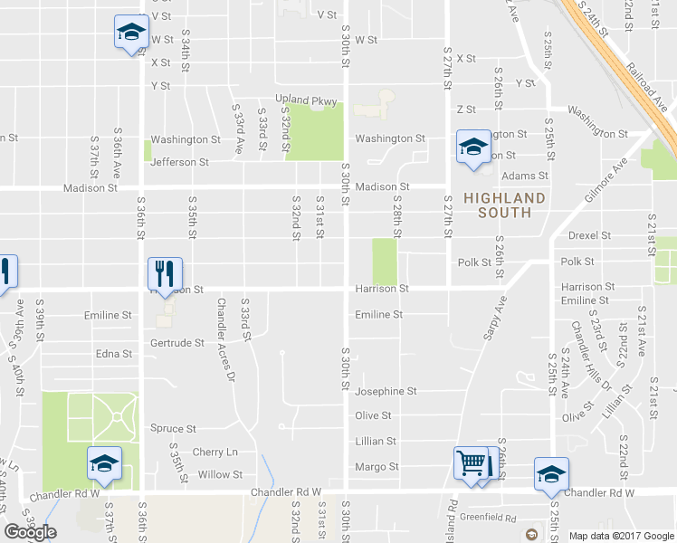 map of restaurants, bars, coffee shops, grocery stores, and more near 6808 South 30th Street in Omaha
