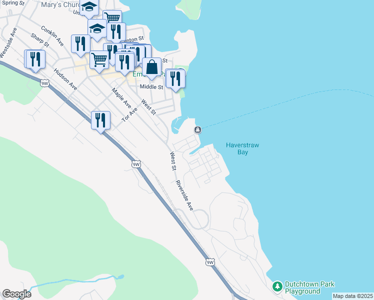 map of restaurants, bars, coffee shops, grocery stores, and more near 17 Doctor George W Girling Drive in Haverstraw
