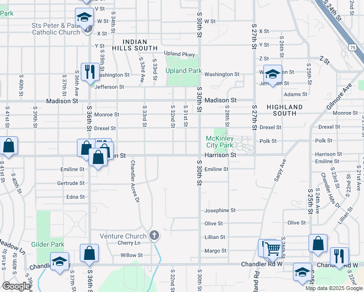 map of restaurants, bars, coffee shops, grocery stores, and more near 6808 South 31st Street in Omaha