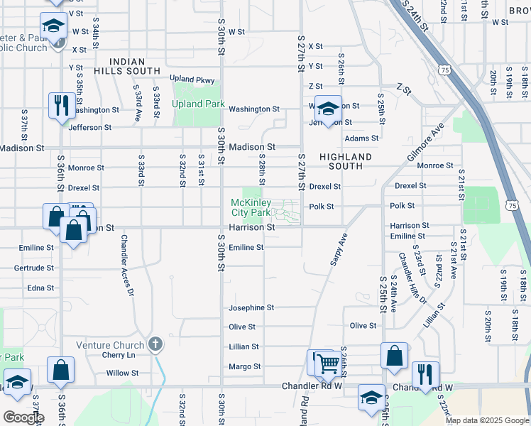 map of restaurants, bars, coffee shops, grocery stores, and more near 6809 South 28th Street in Omaha
