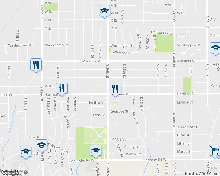 map of restaurants, bars, coffee shops, grocery stores, and more near 6805 South 36th Street in Omaha
