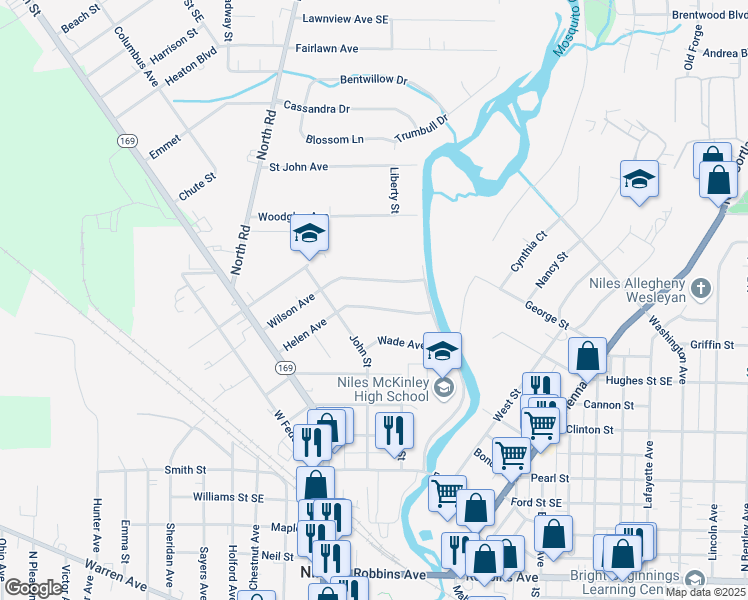 map of restaurants, bars, coffee shops, grocery stores, and more near 145 Helen Avenue in Niles