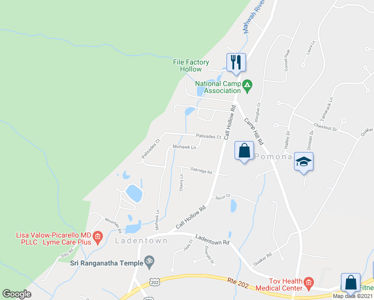 map of restaurants, bars, coffee shops, grocery stores, and more near 14 Mohawk Lane in Pomona