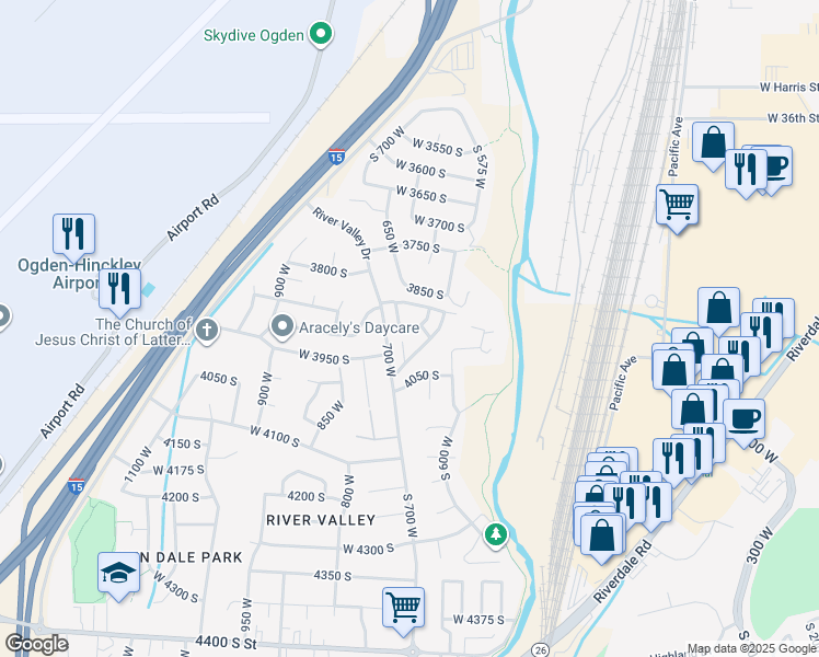 map of restaurants, bars, coffee shops, grocery stores, and more near 644 West Lamplighter Way in Riverdale