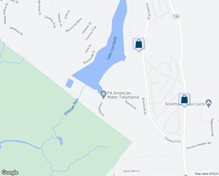 map of restaurants, bars, coffee shops, grocery stores, and more near 3179 Lakeview Drive in Tobyhanna