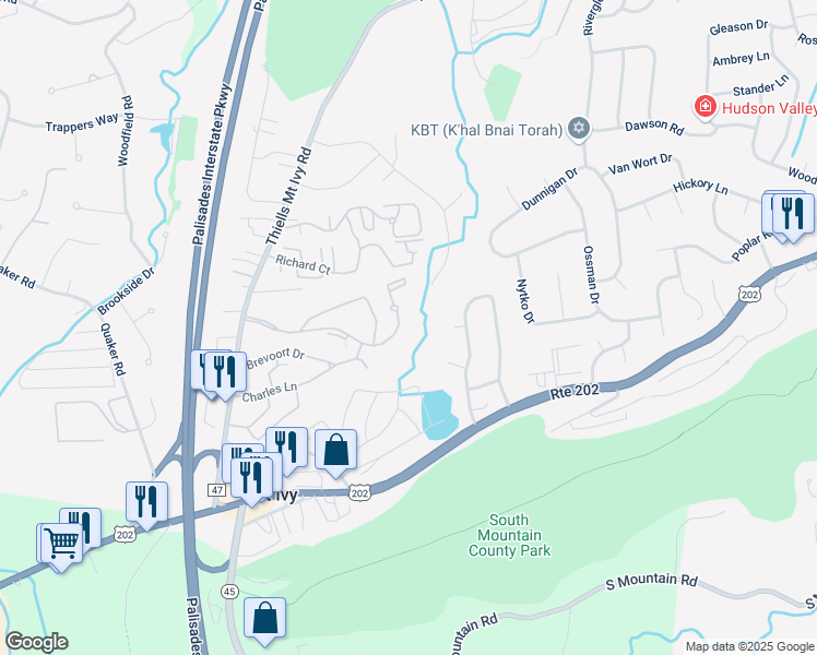 map of restaurants, bars, coffee shops, grocery stores, and more near 452 Country Club Lane in Pomona