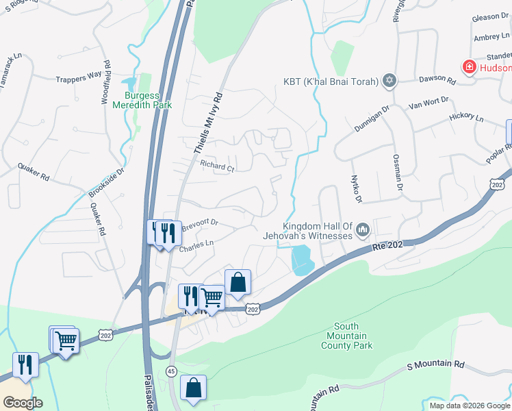 map of restaurants, bars, coffee shops, grocery stores, and more near 251 Country Club Lane in Pomona