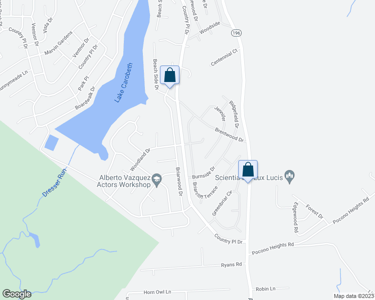 map of restaurants, bars, coffee shops, grocery stores, and more near 4573 Briarcliff Terrace in Tobyhanna