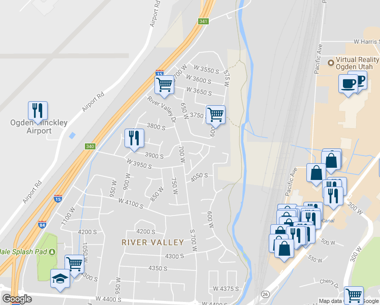map of restaurants, bars, coffee shops, grocery stores, and more near 3940 Lamplighter Way in Riverdale