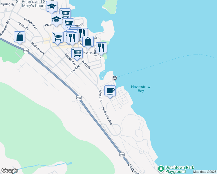 map of restaurants, bars, coffee shops, grocery stores, and more near 17 Doctor George W Girling Drive in Haverstraw