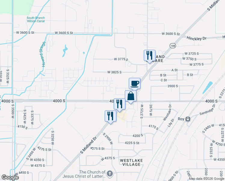 map of restaurants, bars, coffee shops, grocery stores, and more near 2914 West 3970 South in West Haven