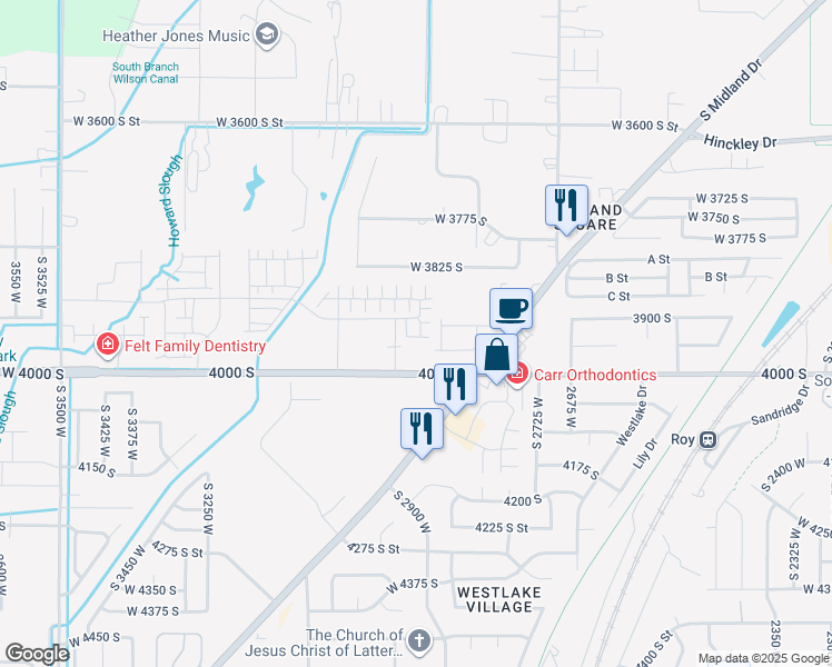 map of restaurants, bars, coffee shops, grocery stores, and more near 3963 South 2925 West in West Haven