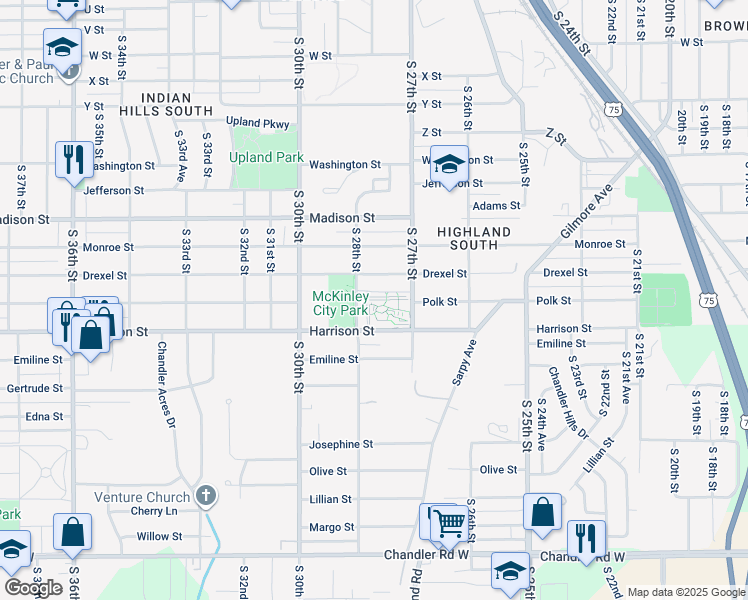 map of restaurants, bars, coffee shops, grocery stores, and more near 6809 South 28th Street in Omaha