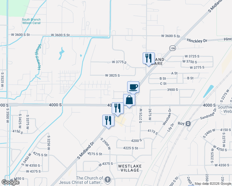 map of restaurants, bars, coffee shops, grocery stores, and more near 2911 West 3970 South in West Haven