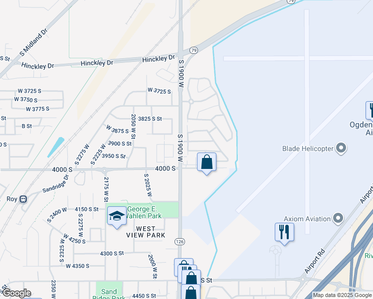 map of restaurants, bars, coffee shops, grocery stores, and more near 3800 South 1900 West in Roy