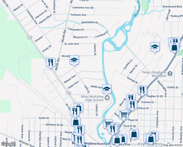 map of restaurants, bars, coffee shops, grocery stores, and more near 145 Helen Avenue in Niles